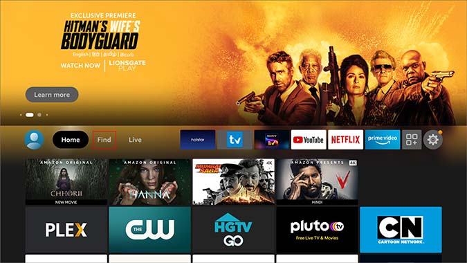 Abra el menú Buscar en Firestick