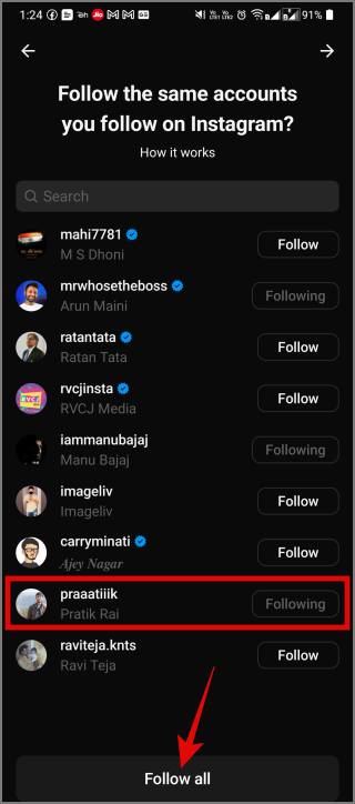 Sigue a tus amigos de Instagram mientras configuran hilos