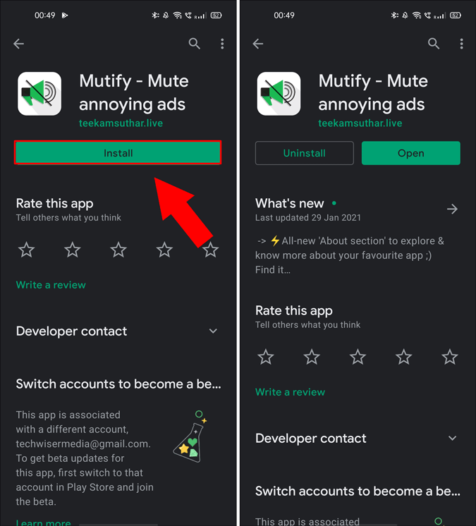 Instale la aplicación Mutify en Google Play Store