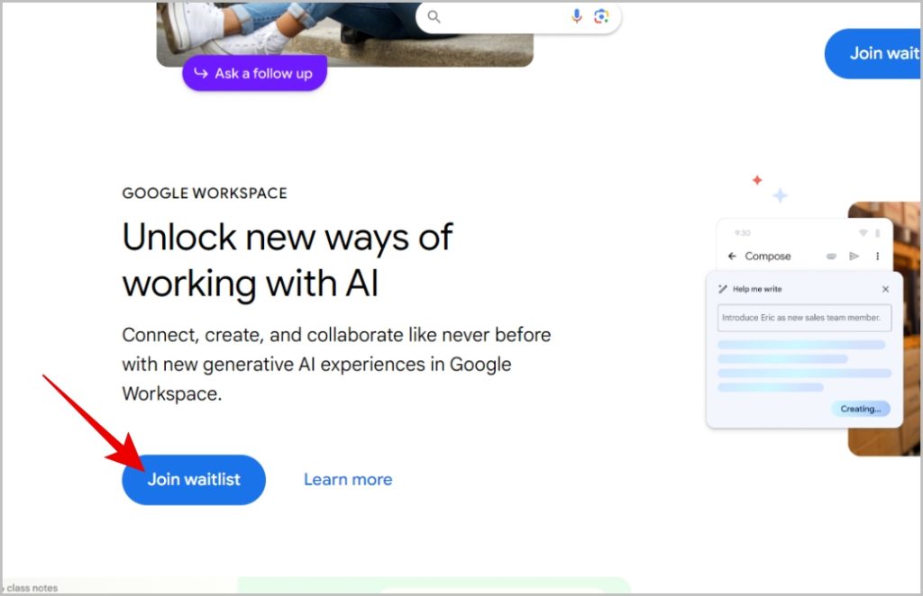 Únase a la lista de espera de Google Workspace