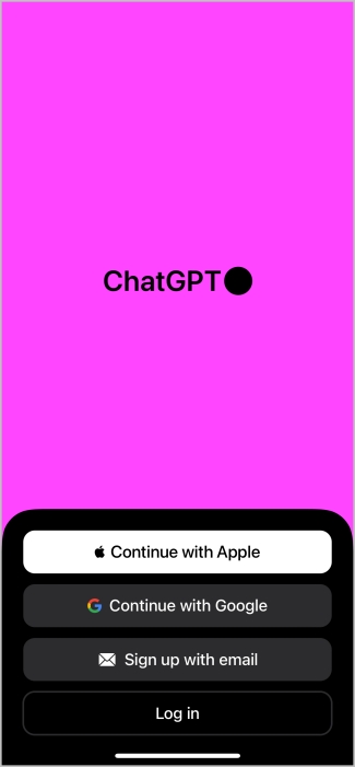 Iniciar sesión en la aplicación de iPhone chatgpt