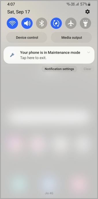 Notificación del modo de mantenimiento Samsung Teléfono