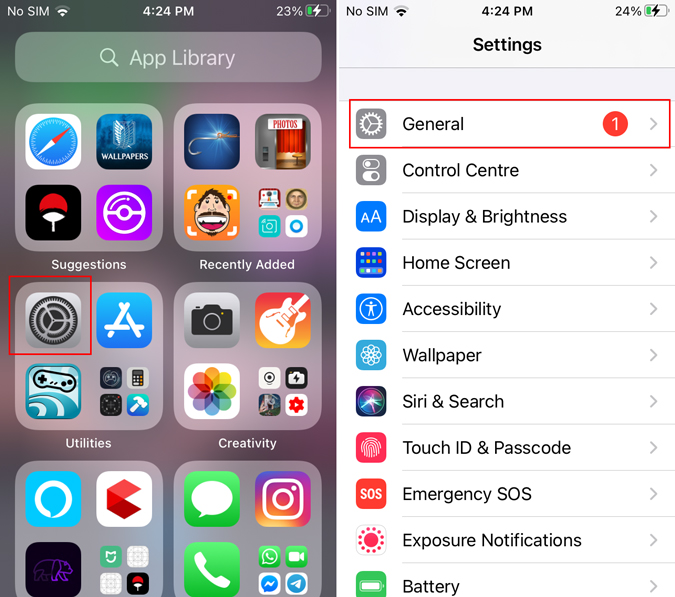 Configuración general en iPhone 