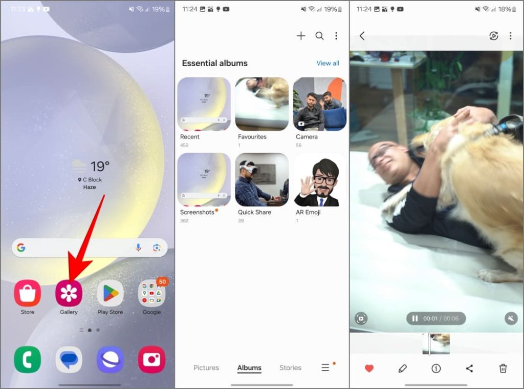 Aplicación de la Galería Samsung en Galaxy S24 Plus