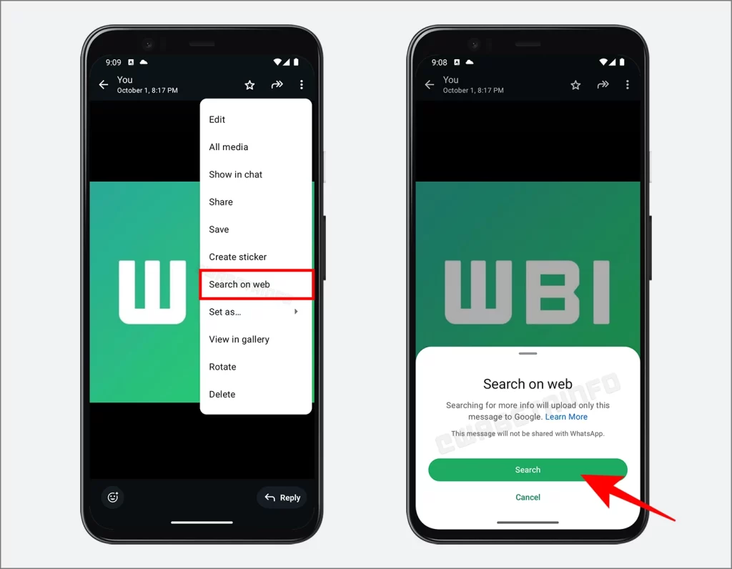 Imagen de búsqueda en la función web en WhatsApp para Android