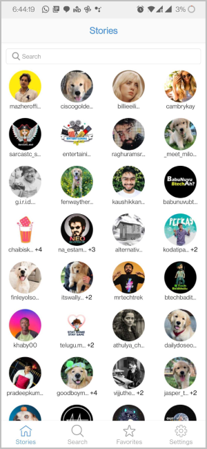 Aplicación de Android de Blindstory que muestra historias 