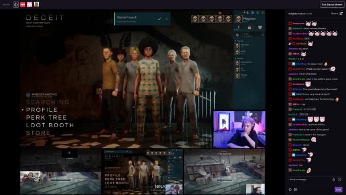 Opción de transmisión de escuadrón en Twitch para transmitir con múltiples transmisores