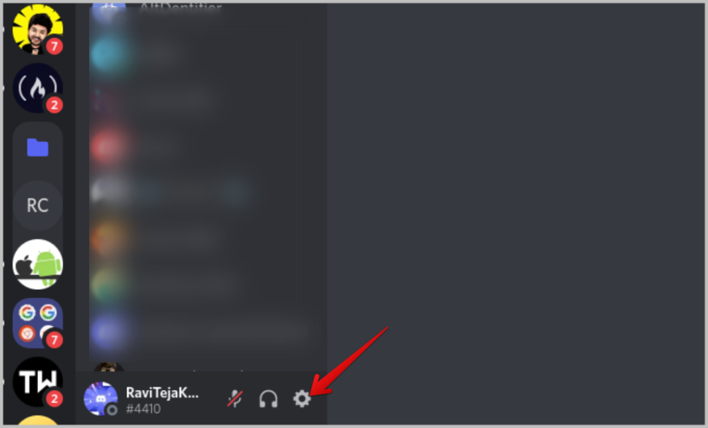 Abrir configuración de usuario en Discord