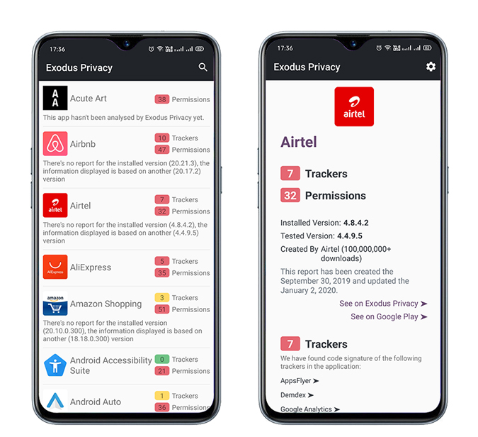 Rastreadores de aplicaciones de Android