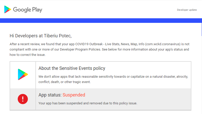 Corona Virus Google Play Store 