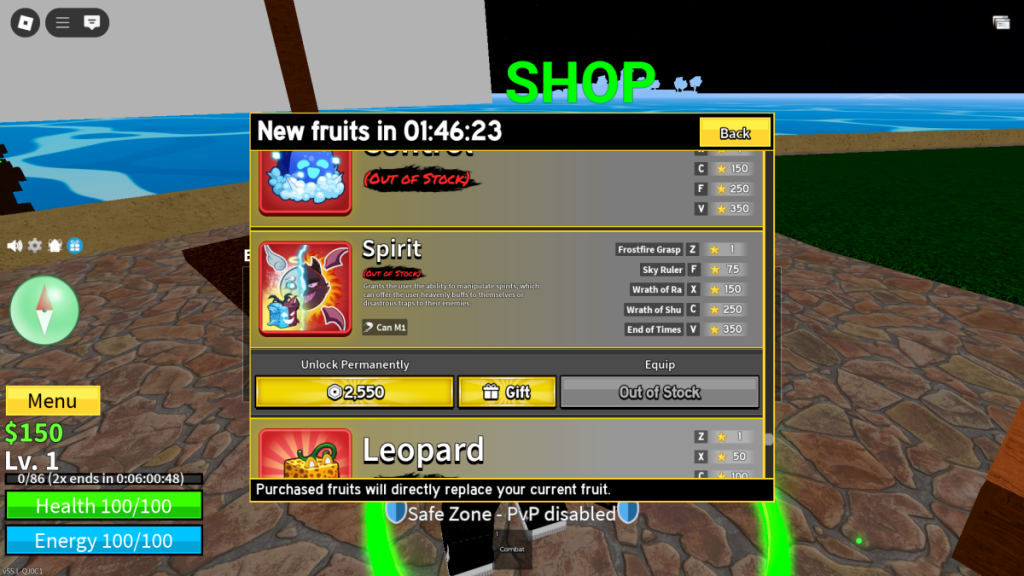 Comprar la fruta espiritual en frutas blox