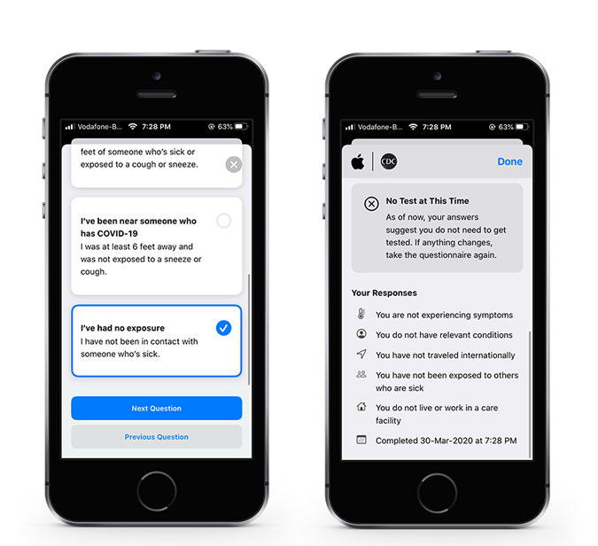 Herramienta de autoestima de Apple para el virus Corona