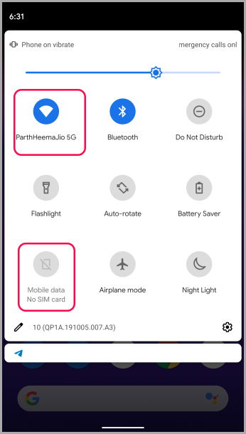 Centro de notificación de Android alternar
