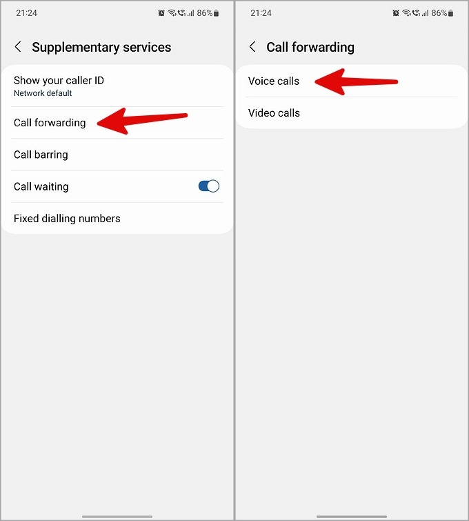 reenvío de llamadas en el teléfono Samsung