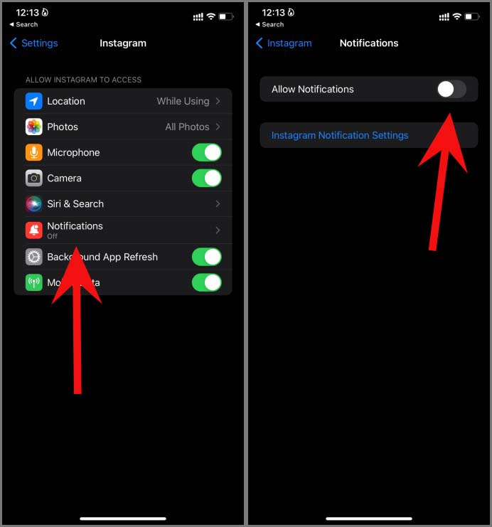 Habilitar notificaciones de Instagram en iPhone
