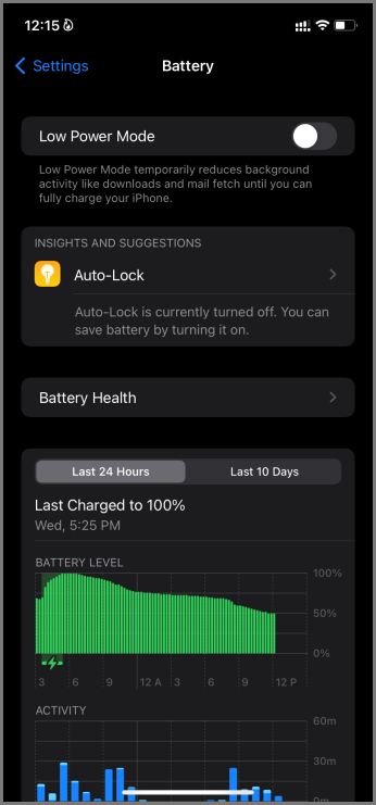 Deshabilitar el modo de baja potencia en el iPhone