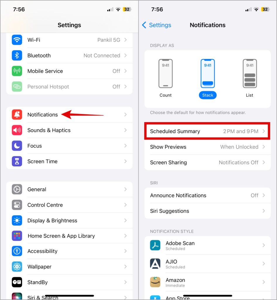 Resumen programado en iPhone