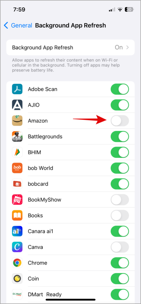 Habilitar la actualización de la aplicación de fondo para aplicaciones en iPhone