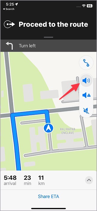 Navegación de voz inmovilizada en mapas para iPhone