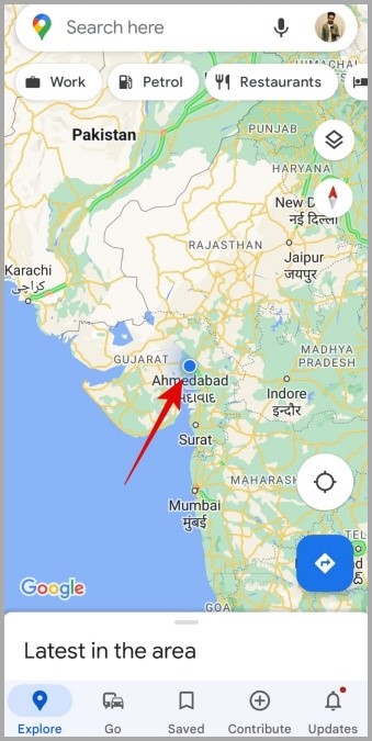 Su ubicación en la aplicación Google Maps