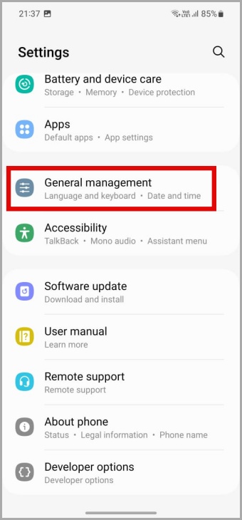Gestión general en Android