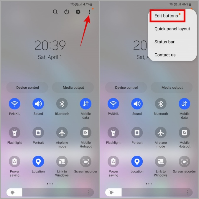 Editar menú de configuración rápida en Android