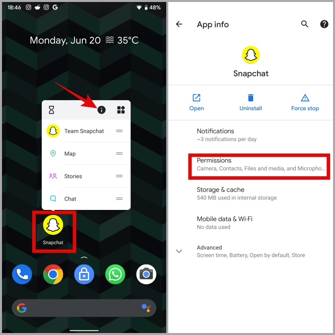 Información de la aplicación Snapchat