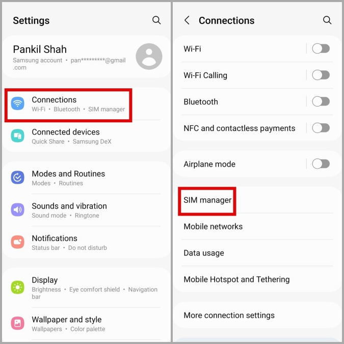 Sim Manager en Samsung Galaxy Teléfono