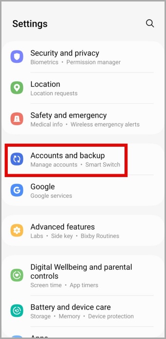 Cuentas y copia de seguridad en Android