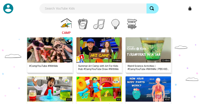 Página de inicio para niños de YouTube en Chromebook