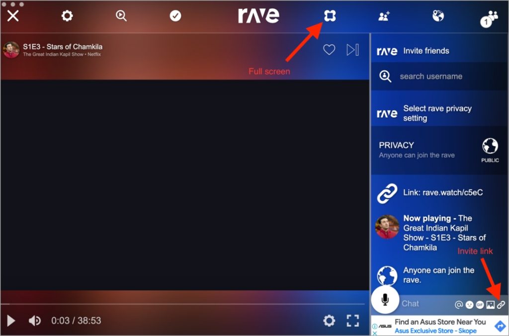 Aplicación Rave para transmitir Netflix en Games Latino