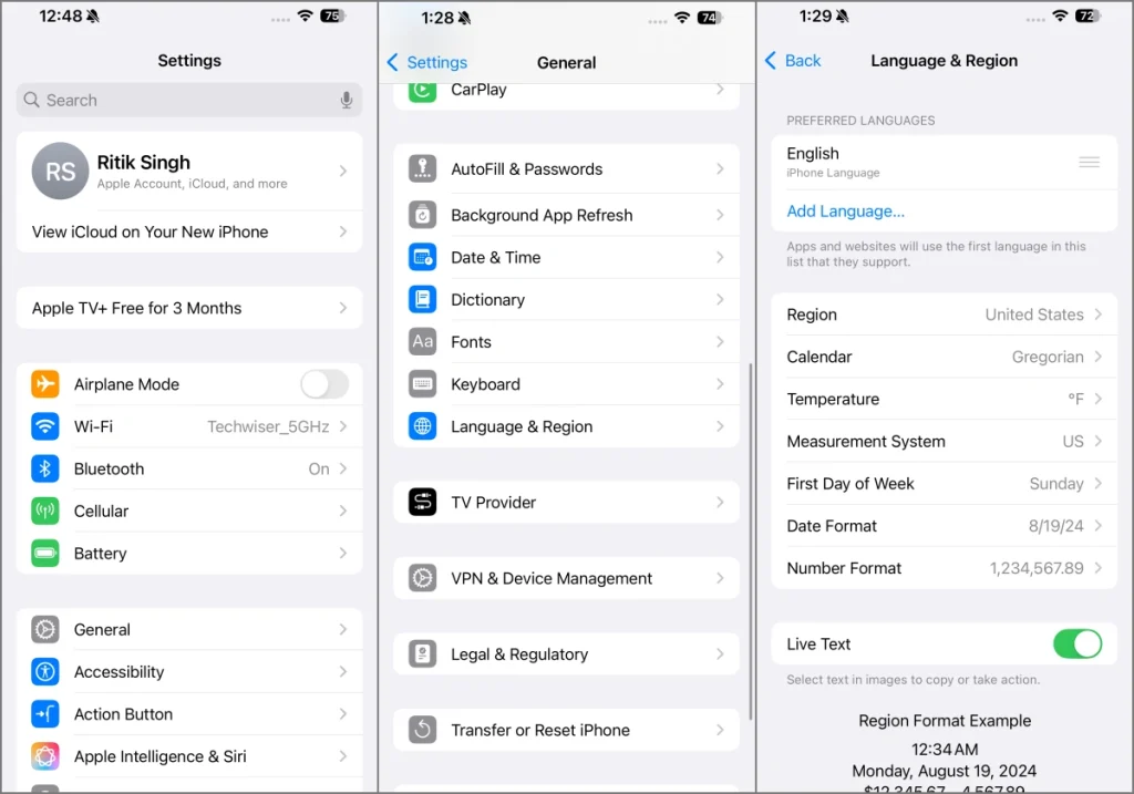 Cambiar la región de iPhone a los Estados Unidos