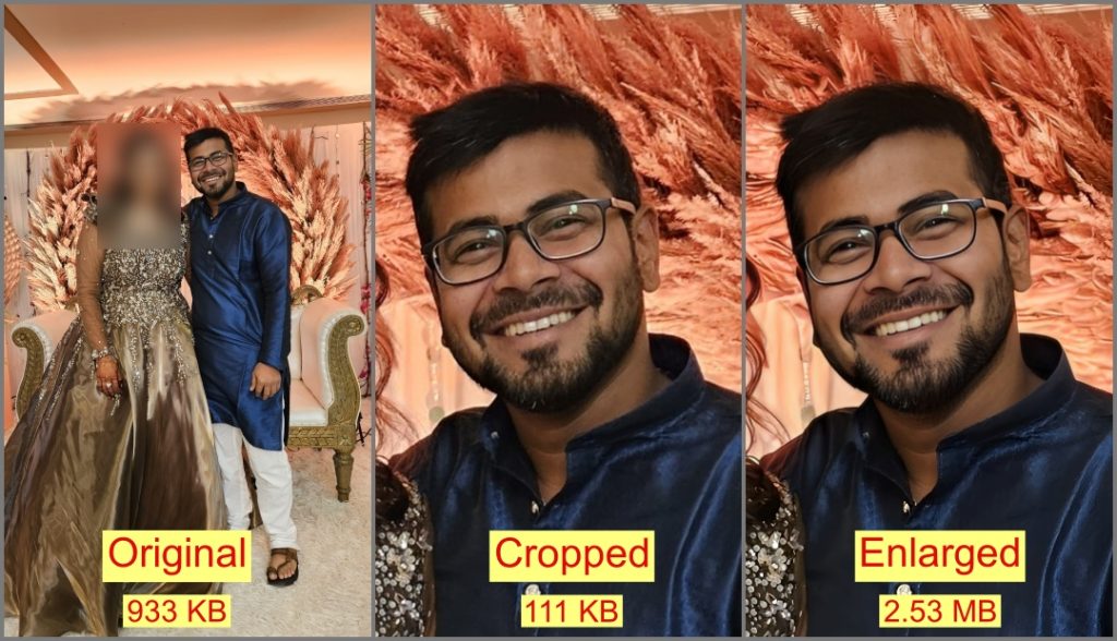 Foto recortada vs Calidad de imagen de foto ampliada