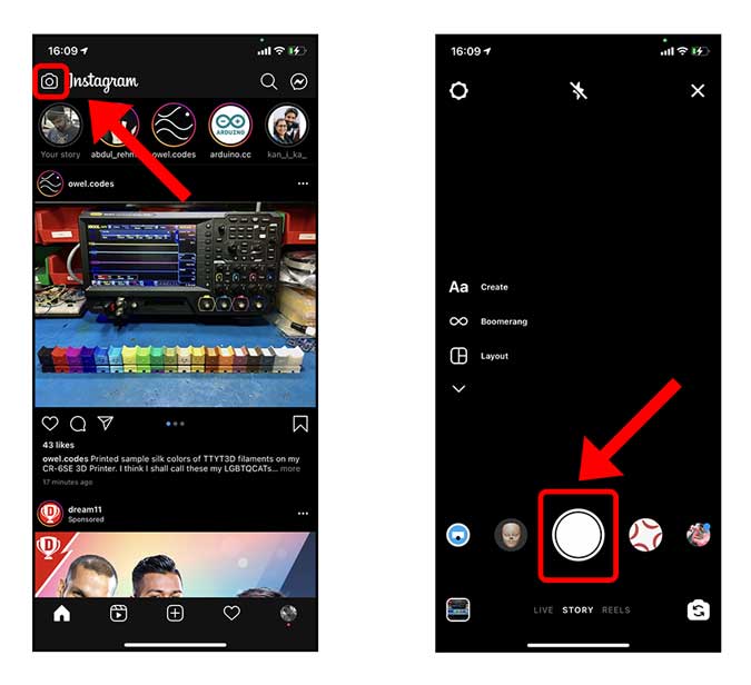 Historias abiertas en Instagram