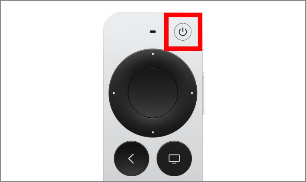 Botón de encendido en Siri Remote