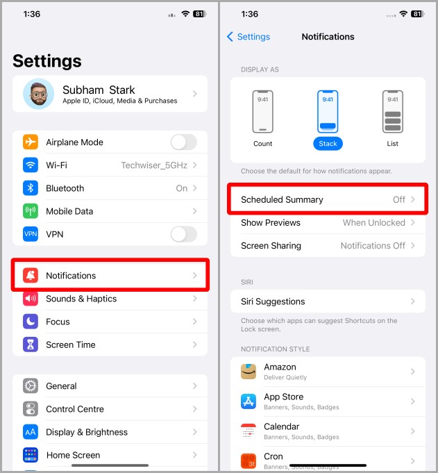 Configuración de notificaciones iOS