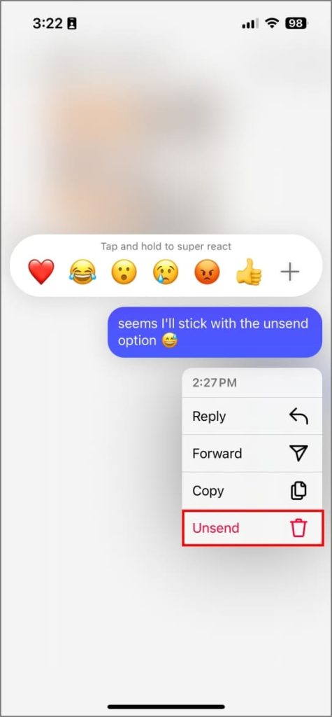 No es decir un mensaje en Instagram