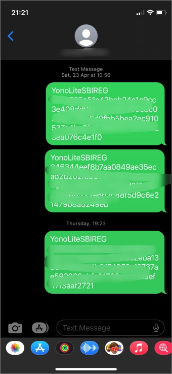 Mensaje en la aplicación de mensajes de iPhone