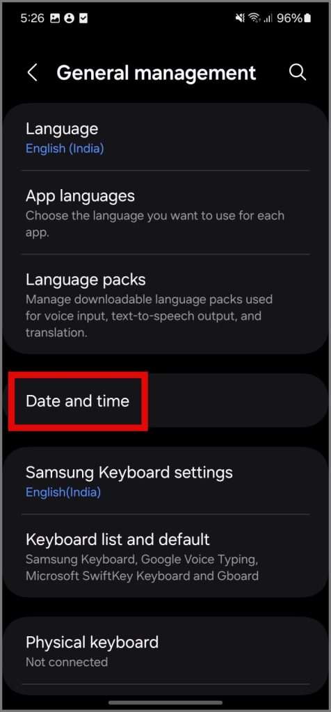 Configuración de fecha y hora en Android