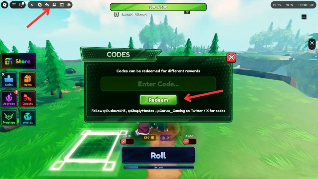 redimir códigos RNG de defensa de anime