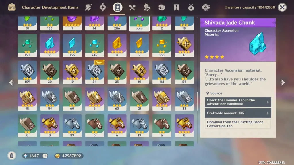 Genshin Impact Shenhe Materials