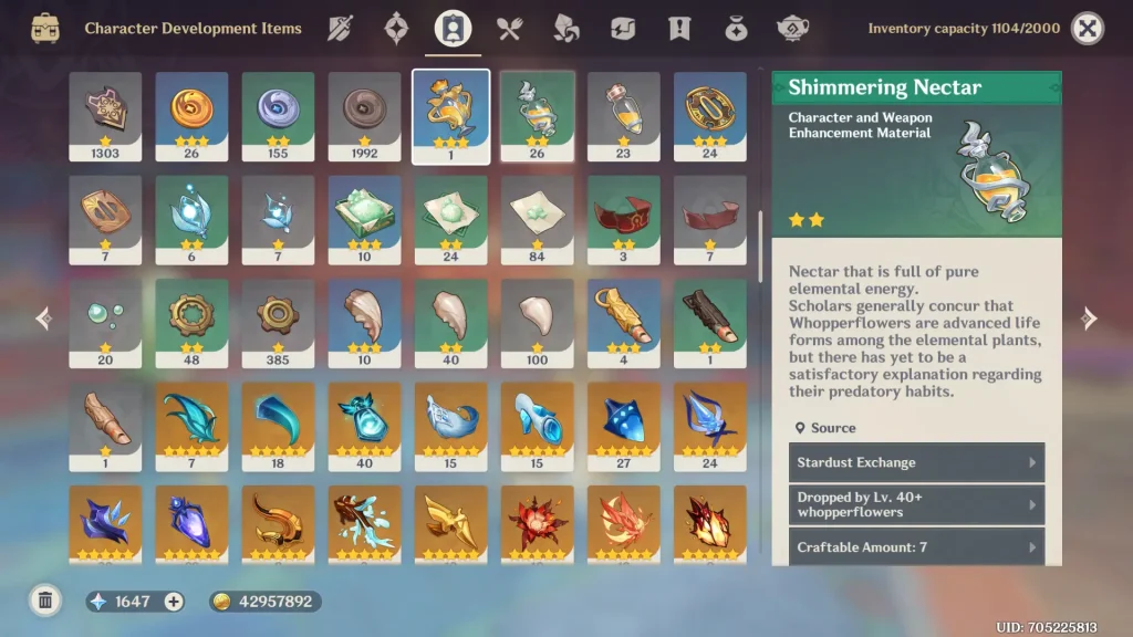 Genshin Impact Shenhe Materials