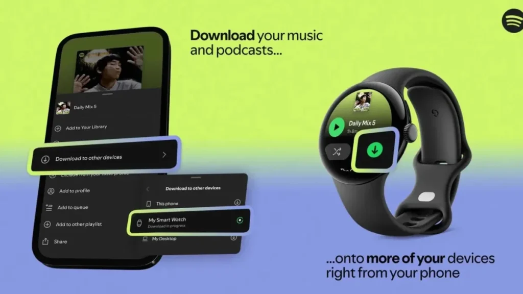 Spotify ahora te permite descargar de forma remota las canciones a tu reloj inteligente