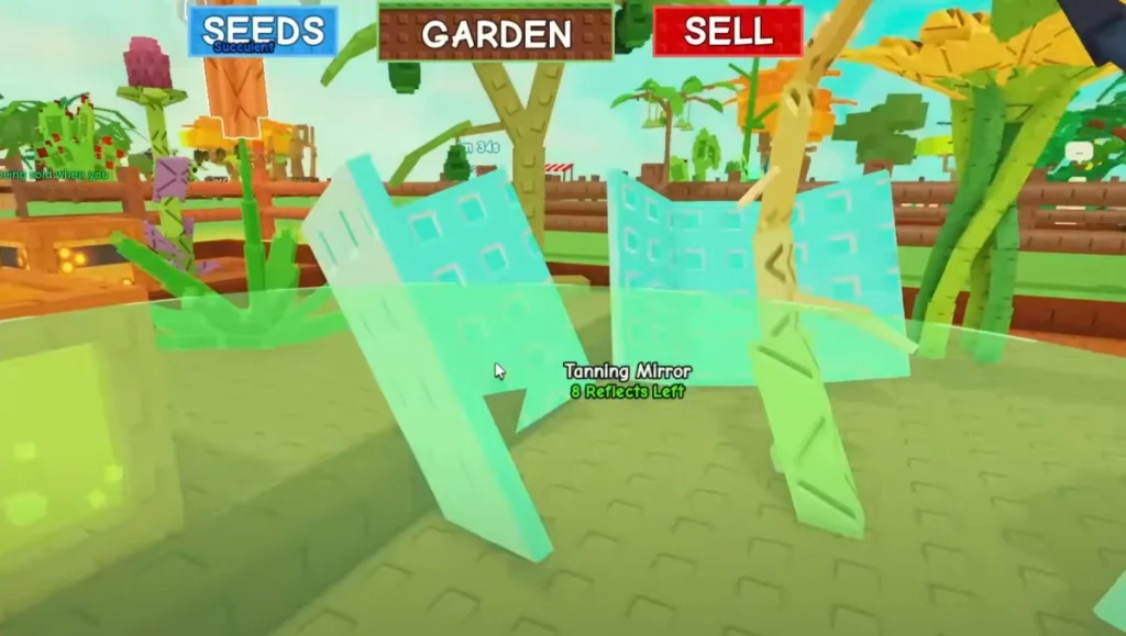 Espejo de bronceado en cultivo un jardín